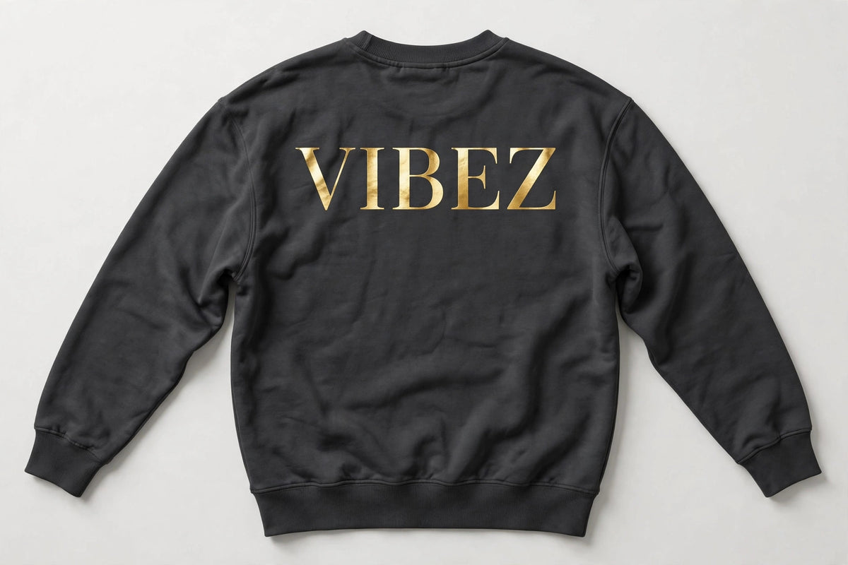 VIBEZ Sweatshirt Gray - Gold Chest Logo & Back Design Unisex