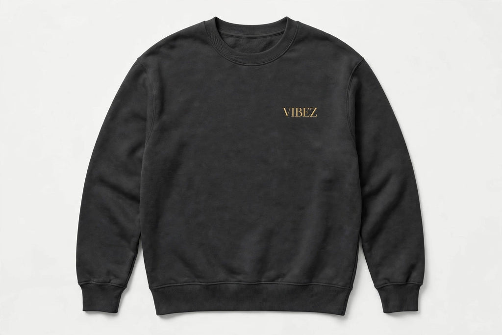 VIBEZ Sweatshirt Gray - Gold Chest Logo & Back Design Unisex