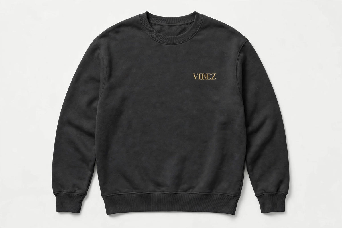 VIBEZ Sweatshirt Gray - Gold Chest Logo & Back Design Unisex