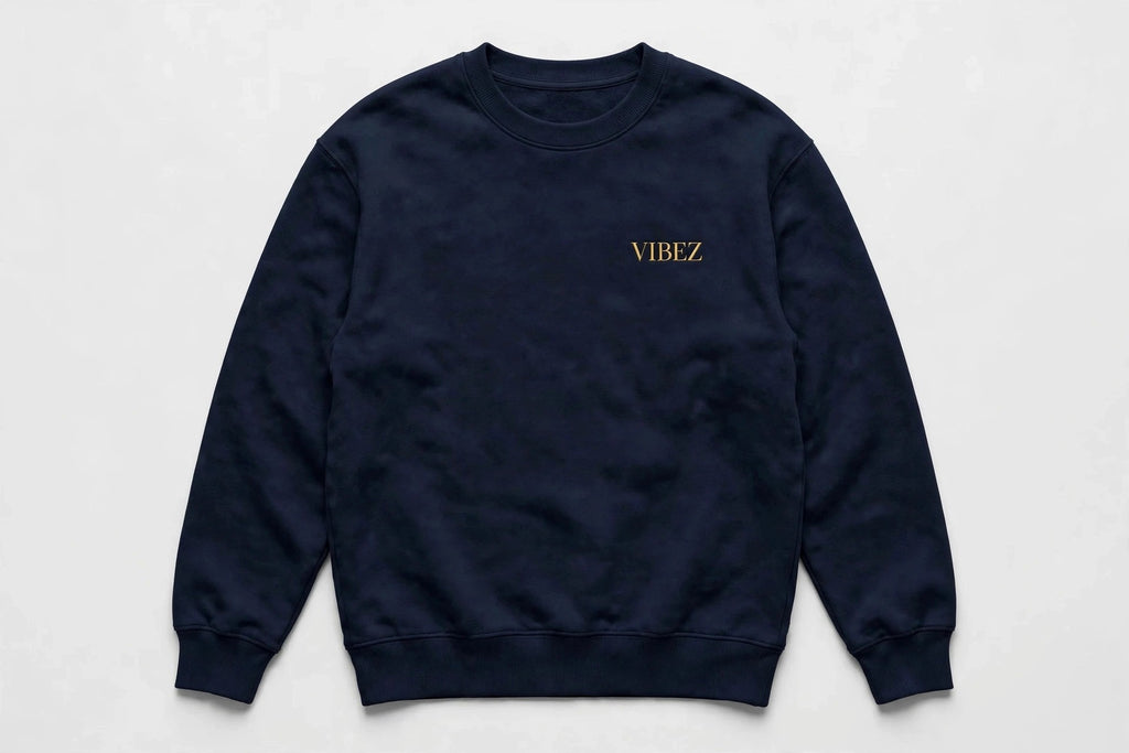 VIBEZ Sweatshirt Navy - Gold Chest Logo & Back Design Unisex