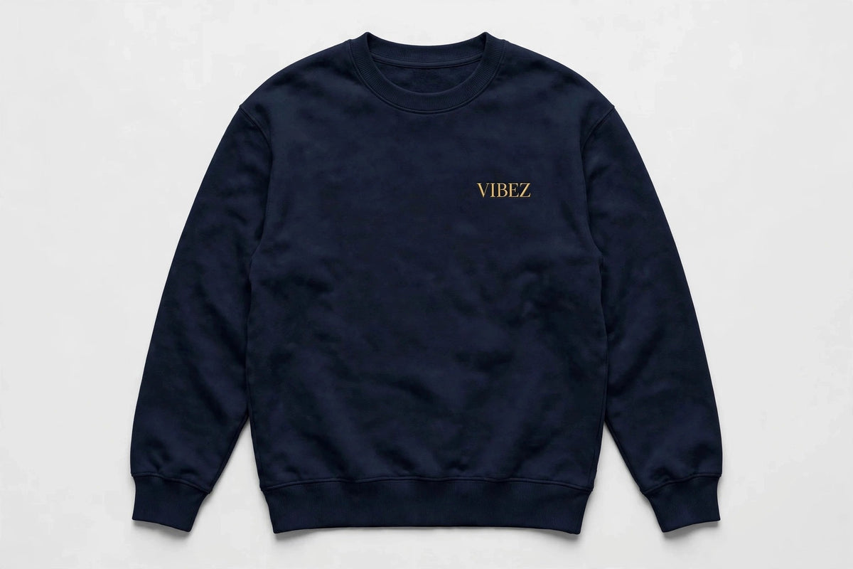 VIBEZ Sweatshirt Navy - Gold Chest Logo & Back Design Unisex – VIBEZ_STORE