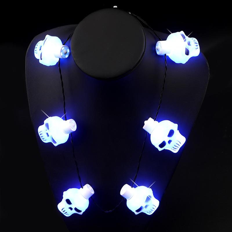 LED Skeleton Skull Necklace - Light-Up Halloween Jewelry