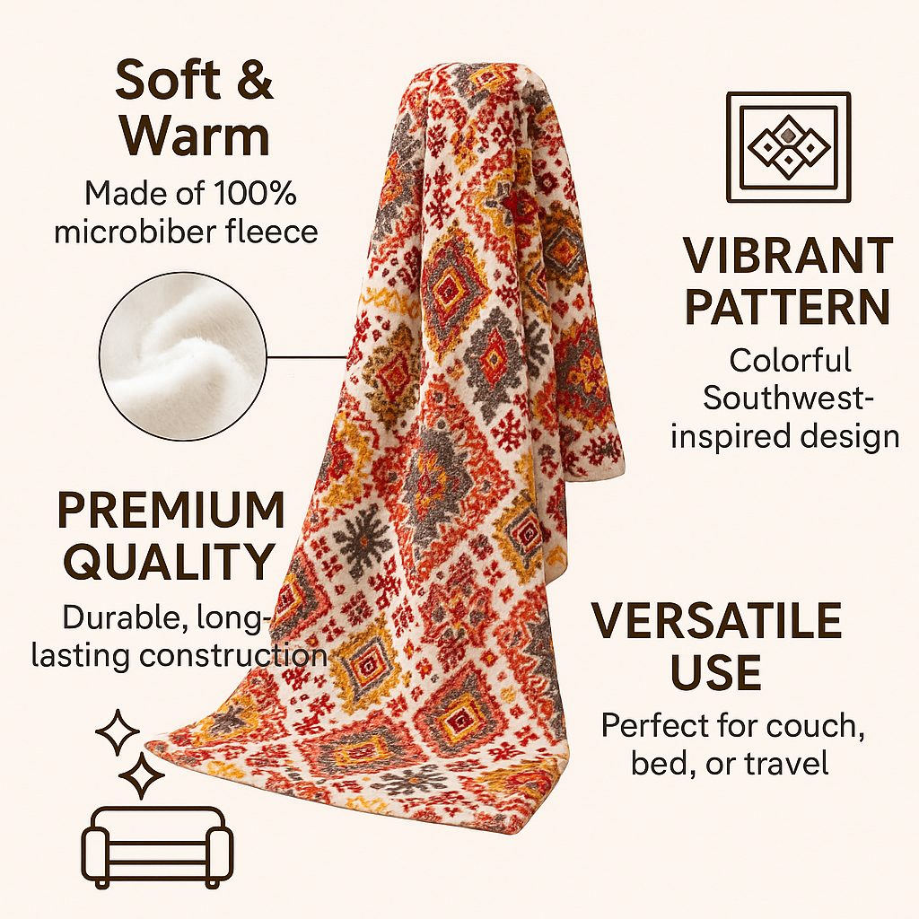 DaDa Bedding Southwestern Havana Geometric Soft Plush Fleece Flannel