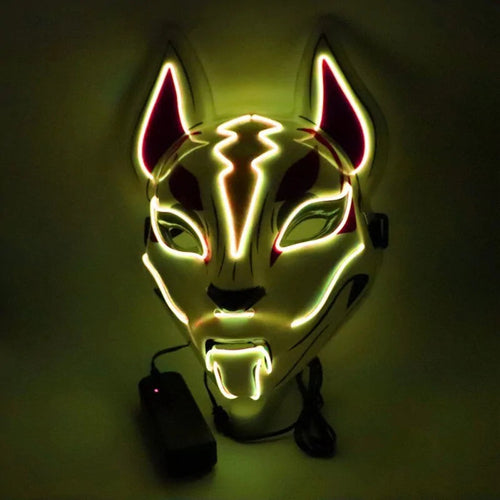 Neon LED Luminous Clown Mask with EL Wire - Halloween Carnival Costume